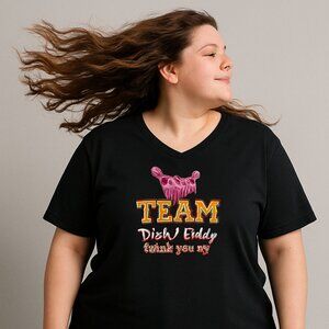 Cafe Press Tee Graphic V Neck Short Sleeve Shop Til You Drop Black 4X